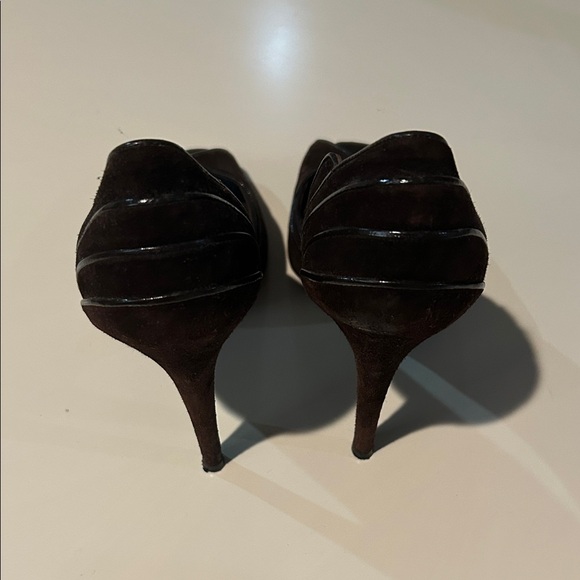 Fendi Brown Suede Peep-Toe Heels - Picture 5 of 11